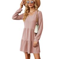 Women's Regular Dress Casual Classic Style V Neck Long Sleeve Solid Color Midi Dress Daily main image 4