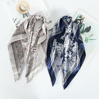 Women's Pastoral Color Block Cashew Nuts Satin Camellia Lily Flowers Silk Scarf main image 6