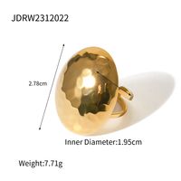 304 Stainless Steel 18K Gold Plated IG Style Hammered Open Rings sku image 1