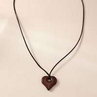 Retro Classic Style Commute Heart Shape Wood Acrylic Women's Pendant Necklace main image 5