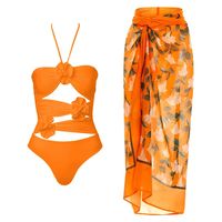 امرأة أنيق اللون الصامد 2 قطعة مجموعة قطعة واحدة ملابس السباحة main image 1