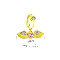 1 Piece Belly Rings IG Style Shiny Heart Shape Wings Stainless Steel Alloy Inlay Acrylic Glass White Gold Plated Gold Plated main image 5