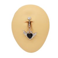 1 Piece Belly Rings IG Style Shiny Heart Shape Wings Stainless Steel Alloy Inlay Acrylic Glass White Gold Plated Gold Plated main image 10