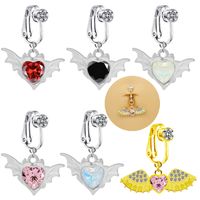 1 Piece Belly Rings IG Style Shiny Heart Shape Wings Stainless Steel Alloy Inlay Acrylic Glass White Gold Plated Gold Plated main image 1