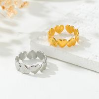 Stainless Steel 18K Gold Plated Cute Simple Style Heart Shape Plating Open Rings main image 3