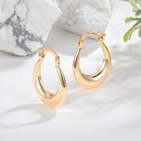 1 Pair Simple Style Round Copper 18K Gold Plated Hoop Earrings sku image 1