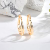 1 Paire Style Simple Rond Le Cuivre Plaqué Or 18K Boucles D'oreilles Cerceau main image 4