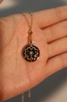 Copper Gold Plated IG Style Retro Star Moon Inlay Zircon Pendant Necklace main image 3