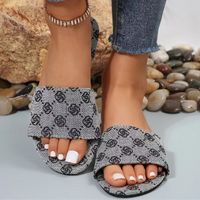Women's Vintage Style Floral Open Toe Slides Slippers main image 1