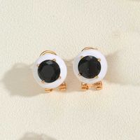 1 Pair Simple Style Round Inlay Copper Rhinestones 14K Gold Plated Ear Studs main image 5
