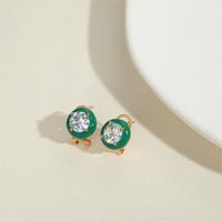 1 Pair Simple Style Round Inlay Copper Rhinestones 14K Gold Plated Ear Studs main image 6