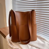 Women's Large Pu Leather Solid Color Basic Open Tote Bag main image 3