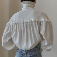 Women's Blouse Long Sleeve Blouses Ruffles Casual Solid Color main image 2