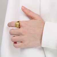 Stainless Steel 18K Gold Plated Simple Style Square Rings main image 10