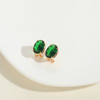 1 Pair Simple Style Oval Inlay Copper Acrylic 14K Gold Plated Ear Studs main image 3