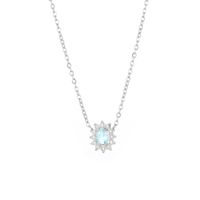 Acier Inoxydable Imitation Diamant Élégant Brillant Fleur Zircon Pendentif main image 7