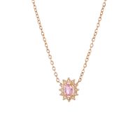 Stainless Steel Imitation Diamond Elegant Shiny Flower Zircon Pendant Necklace sku image 1