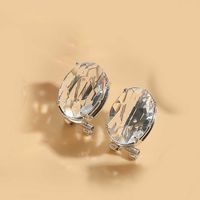 1 Pair Simple Style Oval Inlay Copper Acrylic 14K Gold Plated Ear Studs sku image 2