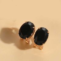 1 Pair Simple Style Oval Inlay Copper Acrylic 14K Gold Plated Ear Studs sku image 5