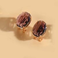 1 Pair Simple Style Oval Inlay Copper Acrylic 14K Gold Plated Ear Studs sku image 9