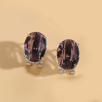 1 Pair Simple Style Oval Inlay Copper Acrylic 14K Gold Plated Ear Studs sku image 10