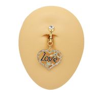 1 Piece Belly Rings Hip-Hop Vintage Style Simple Style Cross Heart Shape 316 Stainless Steel  Alloy Inlay Rhinestones Glass Gold Plated main image 9