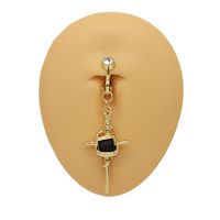 1 Piece Belly Rings Hip-Hop Vintage Style Simple Style Cross Heart Shape 316 Stainless Steel  Alloy Inlay Rhinestones Glass Gold Plated main image 10