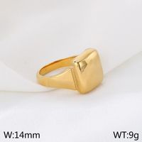 Stainless Steel 18K Gold Plated Simple Style Square Rings sku image 1