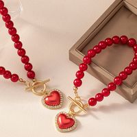 Casual Elegant Heart Shape Alloy Plastic Women's Jewelry Set main image 8