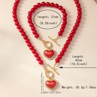 Casual Elegant Heart Shape Alloy Plastic Women's Jewelry Set main image 3