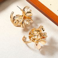 1 Pair IG Style Simple Style Round Flower Alloy 14K Gold Plated Drop Earrings Ear Studs main image 7