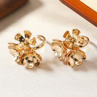 1 Pair IG Style Simple Style Round Flower Alloy 14K Gold Plated Drop Earrings Ear Studs main image 8