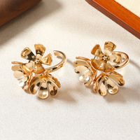 1 Paire Style IG Style Simple Rond Fleur Alliage Plaqué Or 14K Boucles D'oreilles Boucles D'Oreilles main image 8