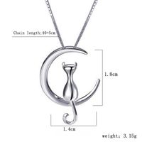 Sterling Silver IG Style Sweet Moon Cat Pendant Necklace sku image 2