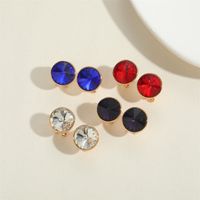 1 Pair Vintage Style Round Inlay Copper Acrylic Diamond 14K Gold Plated Ear Studs main image 5