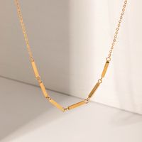 Acier Inoxydable Plaqué Or 18K Style Simple Rectangle Incruster Strass Collier main image 1