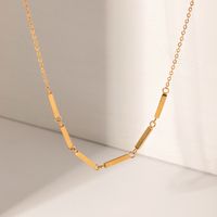 Stainless Steel 18K Gold Plated Simple Style Rectangle Inlay Rhinestones Necklace main image 7