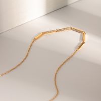 Acier Inoxydable Plaqué Or 18K Style Simple Rectangle Incruster Strass Collier main image 6