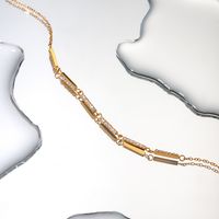 Acier Inoxydable Plaqué Or 18K Style Simple Rectangle Incruster Strass Collier main image 3