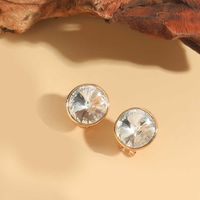 1 Pair Vintage Style Round Inlay Copper Acrylic Diamond 14K Gold Plated Ear Studs sku image 1