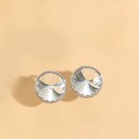 1 Pair Vintage Style Round Inlay Copper Acrylic Diamond 14K Gold Plated Ear Studs sku image 2