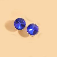 1 Pair Vintage Style Round Inlay Copper Acrylic Diamond 14K Gold Plated Ear Studs sku image 4