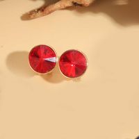 1 Pair Vintage Style Round Inlay Copper Acrylic Diamond 14K Gold Plated Ear Studs sku image 7