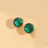 1 Pair Vintage Style Round Inlay Copper Acrylic Diamond 14K Gold Plated Ear Studs sku image 9