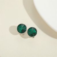 1 Pair Vintage Style Round Inlay Copper Acrylic Diamond 14K Gold Plated Ear Studs sku image 10