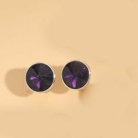 1 Pair Vintage Style Round Inlay Copper Acrylic Diamond 14K Gold Plated Ear Studs sku image 12