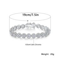 Copper White Gold Plated Classic Style Shiny Round Inlay Zircon Bracelets main image 2