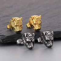 Stainless Steel 18K Gold Plated Punk Tiger Charms Rings Bracelets main image 7
