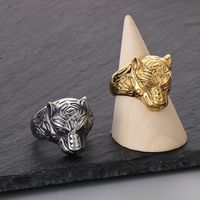 Stainless Steel 18K Gold Plated Punk Tiger Charms Rings Bracelets main image 6