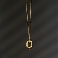 Stainless Steel 18K Gold Plated Simple Style Geometric Pendant Necklace main image 5